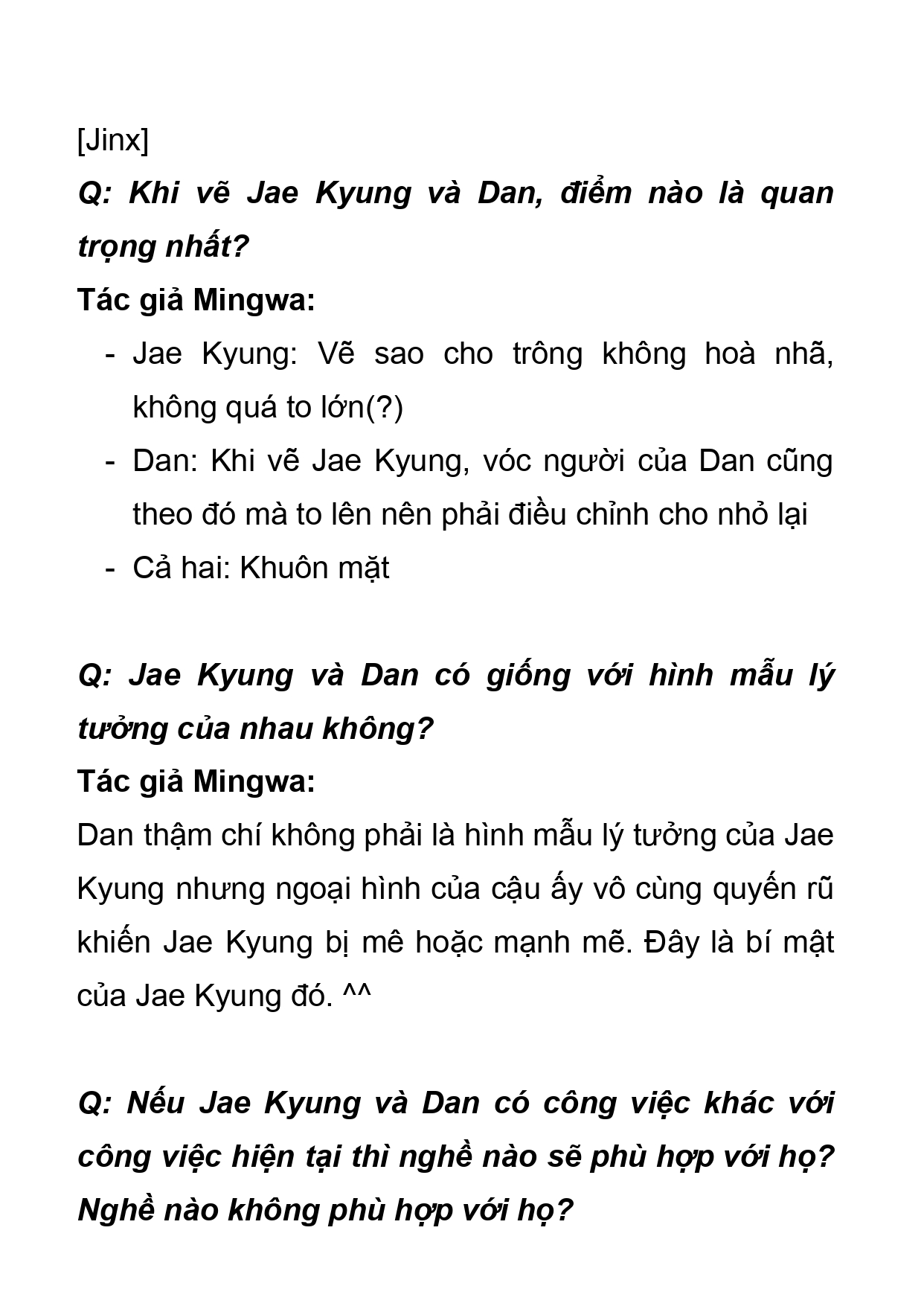 Jinx Chap Q&A của tác giả Mingwa với J-mee - Next Chap 40
